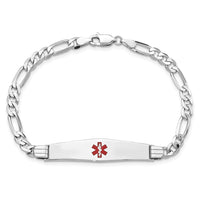 Thumbnail for 14K WG Medical Soft Diamond Shape Red Enamel Figaro Link ID Bracelet
