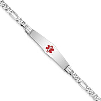 Thumbnail for 14K WG Medical Soft Diamond Shape Red Enamel Figaro Link ID Bracelet