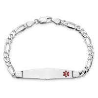 Thumbnail for 14K WG Medical Soft Diamond Shape Red Enamel Figaro Link ID Bracelet