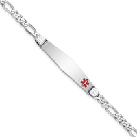 Thumbnail for 14K WG Medical Soft Diamond Shape Red Enamel Figaro Link ID Bracelet