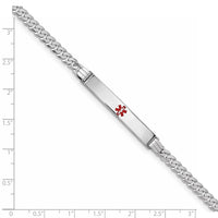 Thumbnail for 14K White Gold Medical Red Enamel Flat Curb Link ID Bracelet