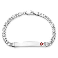 Thumbnail for 14K White Gold Medical Red Enamel Flat Curb Link ID Bracelet