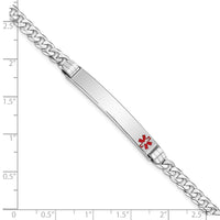 Thumbnail for 14K White Gold Medical Red Enamel Flat Curb Link ID Bracelet
