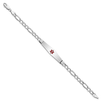Thumbnail for 14K WG Semi-Solid Medical Soft Diamond Shape Red Enamel Figaro ID Bracelet