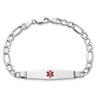 Thumbnail for 14K WG Semi-Solid Medical Soft Diamond Shape Red Enamel Figaro ID Bracelet
