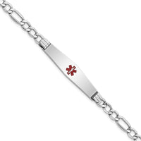 Thumbnail for 14K WG Semi-Solid Medical Soft Diamond Shape Red Enamel Figaro ID Bracelet