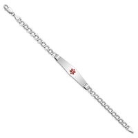 Thumbnail for 14K WG Semi-Solid Medical Soft Diamond Shape Red Enamel Curb ID Bracelet
