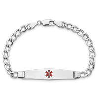 Thumbnail for 14K WG Semi-Solid Medical Soft Diamond Shape Red Enamel Curb ID Bracelet
