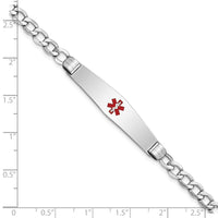 Thumbnail for 14K WG Semi-Solid Medical Soft Diamond Shape Red Enamel Curb ID Bracelet