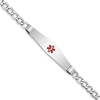 Thumbnail for 14K WG Semi-Solid Medical Soft Diamond Shape Red Enamel Curb ID Bracelet
