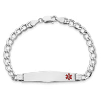 Thumbnail for 14K WG Semi-Solid Medical Soft Diamond Shape Red Enamel Cuban ID Bracelet