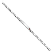 Thumbnail for 14K WG Semi-Solid Medical Polished Red Enamel Curb ID Bracelet