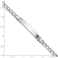 Thumbnail for 14K WG Semi-Solid Medical Polished Red Enamel Curb ID Bracelet