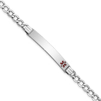 Thumbnail for 14K WG Semi-Solid Medical Polished Red Enamel Curb ID Bracelet