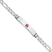 Thumbnail for 14K White Gold Medical Red Enamel Figaro Link ID Bracelet