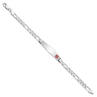 Thumbnail for 14K WG Medical Soft Diamond Shape Red Enamel Figaro Link ID Bracelet