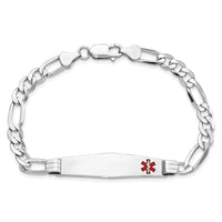 Thumbnail for 14K WG Medical Soft Diamond Shape Red Enamel Figaro Link ID Bracelet