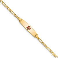 Thumbnail for 14k Medical Soft Diamond Shape Red Enamel Figaro ID Bracelet