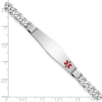 Thumbnail for 14K WG Medical Soft Diamond Shape Red Enamel Flat Curb Link ID Bracelet