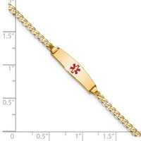 Thumbnail for 14k Medical Soft Diamond Shape Red Enamel Curb Link ID Bracelet
