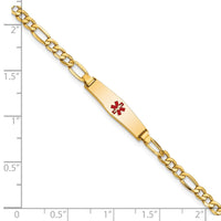 Thumbnail for 14k Medical Semi-Solid Soft Diamond Shape Red Enamel Figaro ID Bracelet