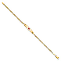 Thumbnail for 14k Medical Semi-Solid Soft Diamond Shape Red Enamel ID  Cuban Bracelet