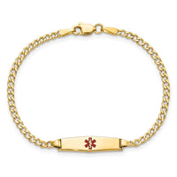 Thumbnail for 14k Medical Semi-Solid Soft Diamond Shape Red Enamel ID  Cuban Bracelet