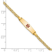 Thumbnail for 14k Medical Semi-Solid Soft Diamond Shape Red Enamel Anchor ID Bracelet