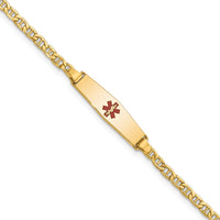 Thumbnail for 14k Medical Semi-Solid Soft Diamond Shape Red Enamel Anchor ID Bracelet
