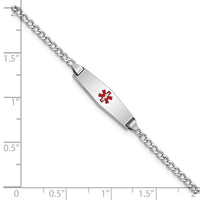 Thumbnail for 14k WG Medical Semi-Solid Soft Diamond Shape Red Enamel Cuban ID Bracelet