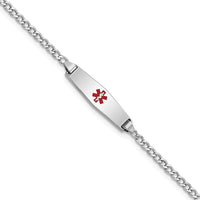 Thumbnail for 14k WG Medical Semi-Solid Soft Diamond Shape Red Enamel Cuban ID Bracelet