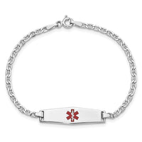 Thumbnail for 14k WG Medical Semi-Solid Soft Diamond Shape Enamel Anchor Link ID Bracelet