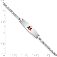 Thumbnail for 14k WG Medical Semi-Solid Soft Diamond Shape Enamel Anchor Link ID Bracelet