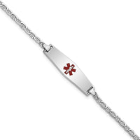 Thumbnail for 14k WG Medical Semi-Solid Soft Diamond Shape Enamel Anchor Link ID Bracelet