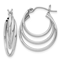 Thumbnail for 14k White Gold Triple Hoop Earrings