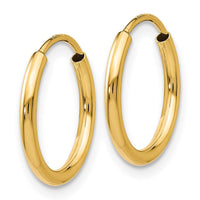 Thumbnail for 14k 1.5mm Polished Round Endless Hoop Earrings