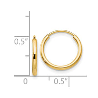 Thumbnail for 14k 1.5mm Polished Round Endless Hoop Earrings
