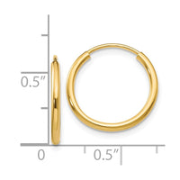 Thumbnail for 14k 1.5mm Polished Round Endless Hoop Earrings
