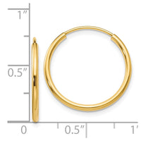Thumbnail for 14k 1.5mm Polished Round Endless Hoop Earrings