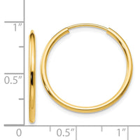 Thumbnail for 14k 1.5mm Polished Round Endless Hoop Earrings