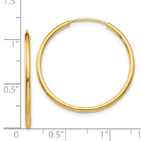 Thumbnail for 14k 1.5mm Polished Round Endless Hoop Earrings
