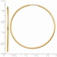 Thumbnail for 14k 1.5mm Polished Round Endless Hoop Earrings