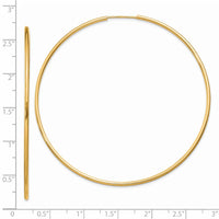 Thumbnail for 14k 1.5mm Polished Round Endless Hoop Earrings