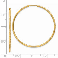 Thumbnail for 14k 1.5mm Satin Diamond-cut Endless Hoop Earrings