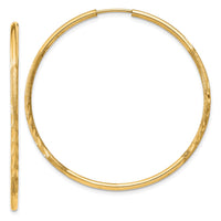 Thumbnail for 14k 1.5mm Satin Diamond-cut Endless Hoop Earrings