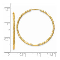 Thumbnail for 14k 1.5mm Satin Diamond-cut Endless Hoop Earrings