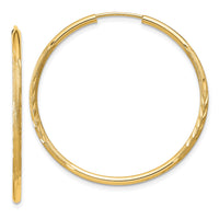 Thumbnail for 14k 1.5mm Satin Diamond-cut Endless Hoop Earrings