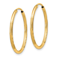 Thumbnail for 14k 1.5mm Satin Diamond-cut Endless Hoop Earrings