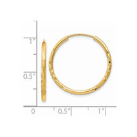 Thumbnail for 14k 1.5mm Satin Diamond-cut Endless Hoop Earrings