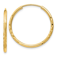 Thumbnail for 14k 1.5mm Satin Diamond-cut Endless Hoop Earrings